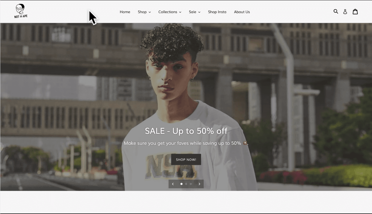Converse online store with Sale Up to 50% Off banner and model wearing streetwear