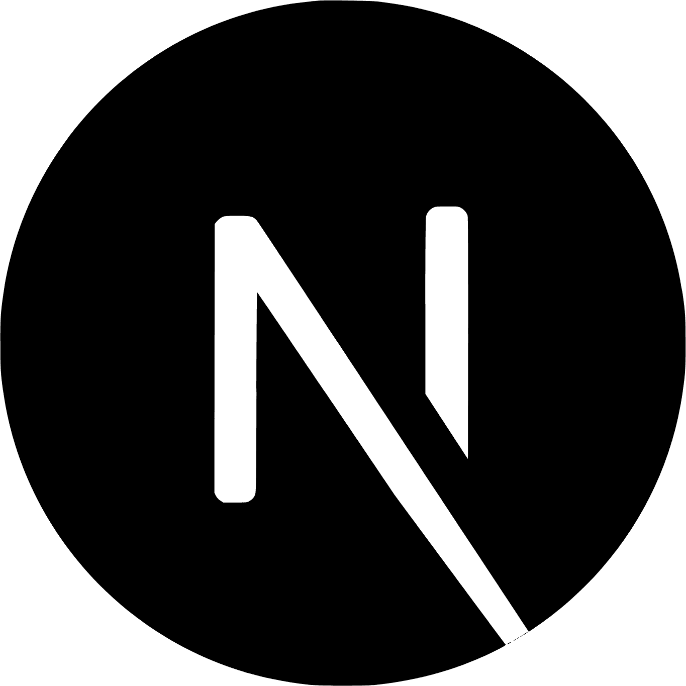 Next.js logo, white N lettermark on black circle