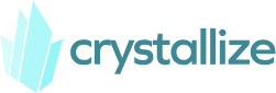 Crystallize logo with crystal icon in teal