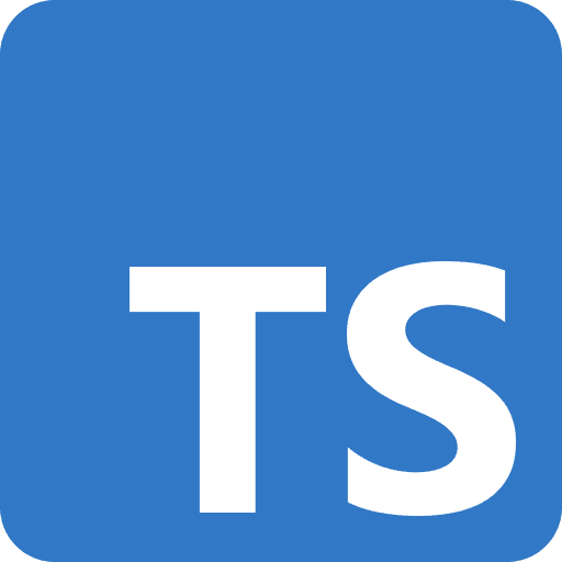 TypeScript logo with white TS letters on blue rounded square
