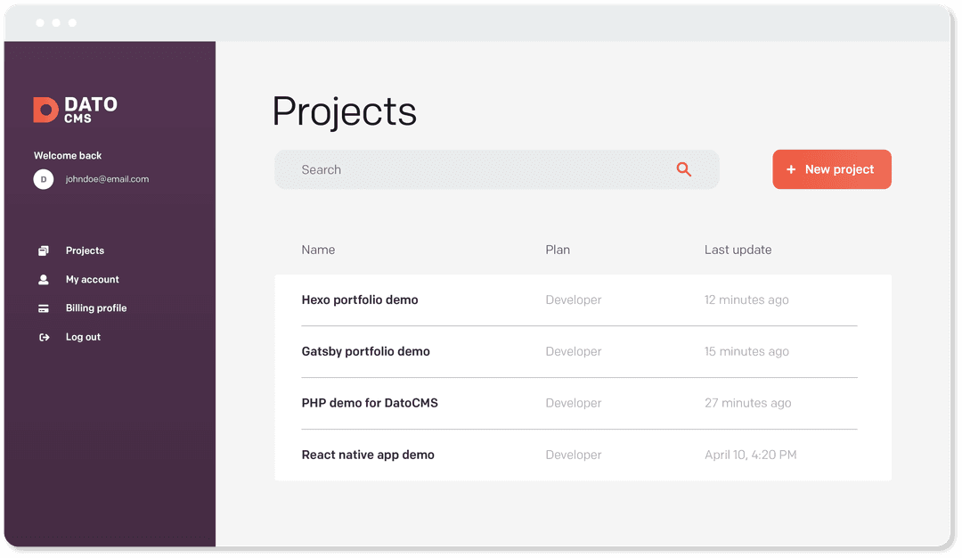 DatoCMS interface