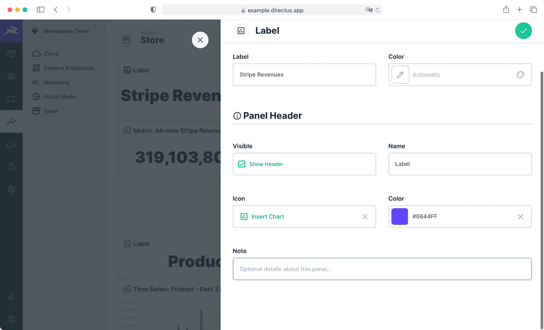 Directus interface