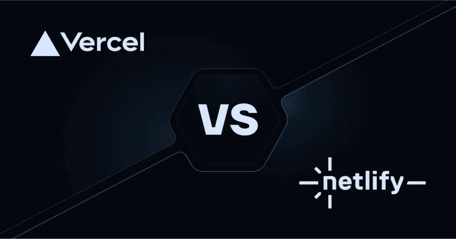 Vercel vs Netlify comparison graphic with logos on dark background