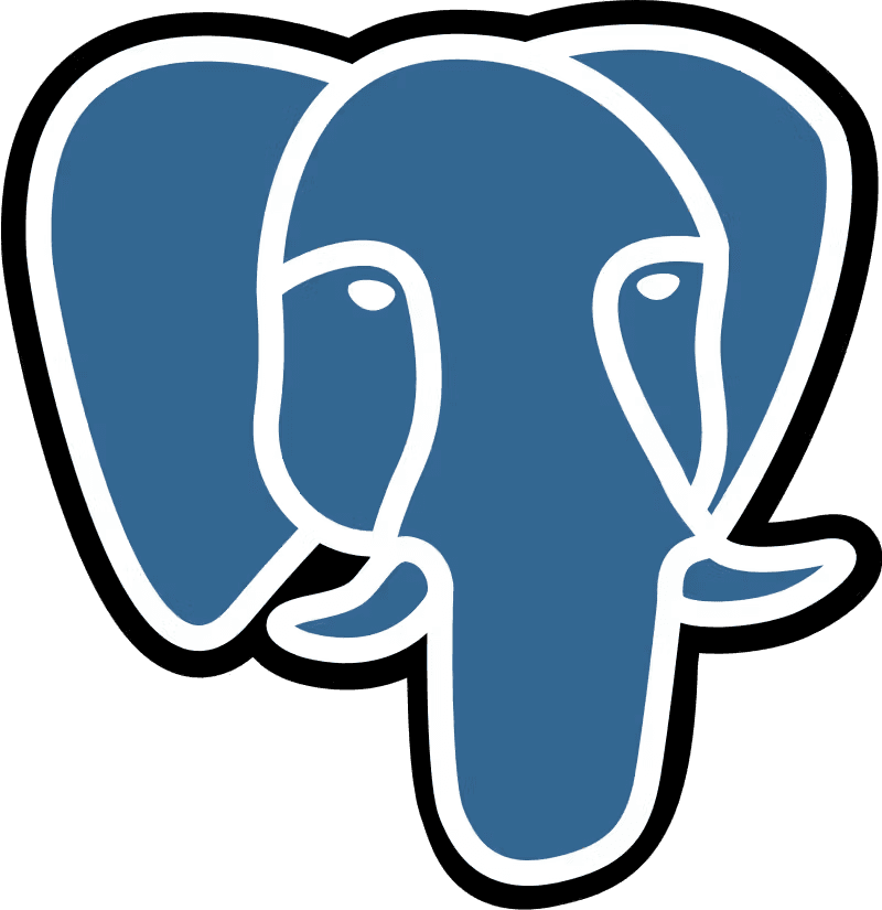 PostgreSQL elephant logo in blue and white