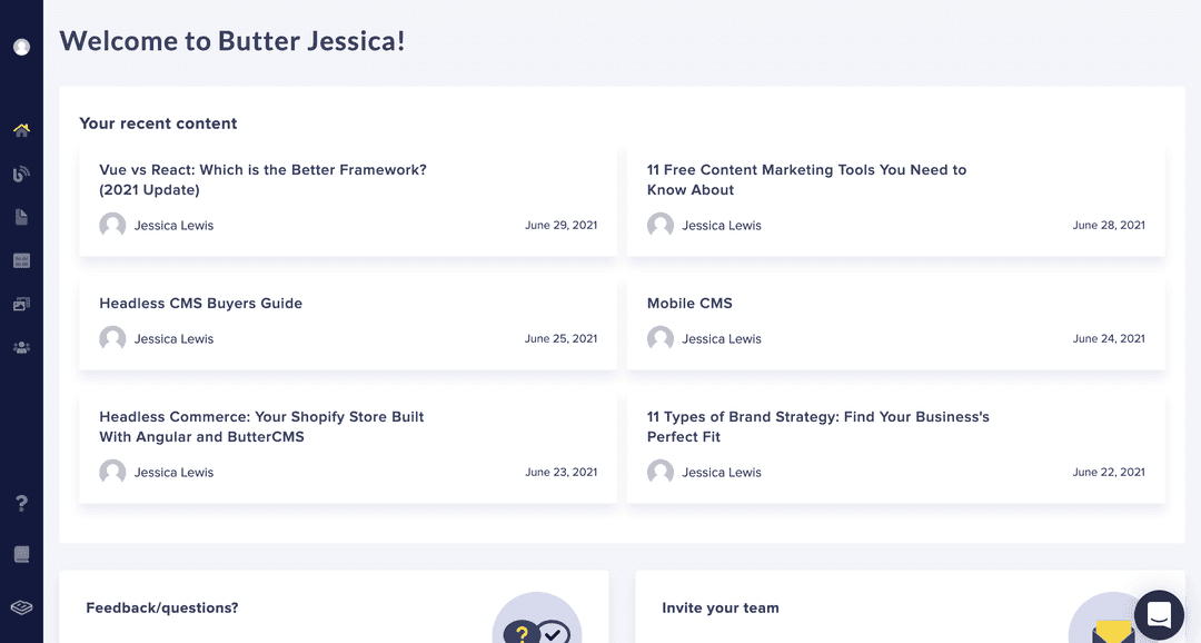 Butter CMS interface