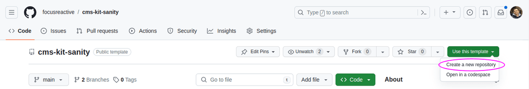 creating a new repository from a template