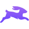 Purple running rabbit silhouette icon