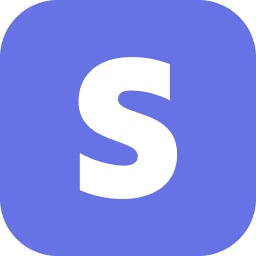 White letter S on purple rounded square app icon