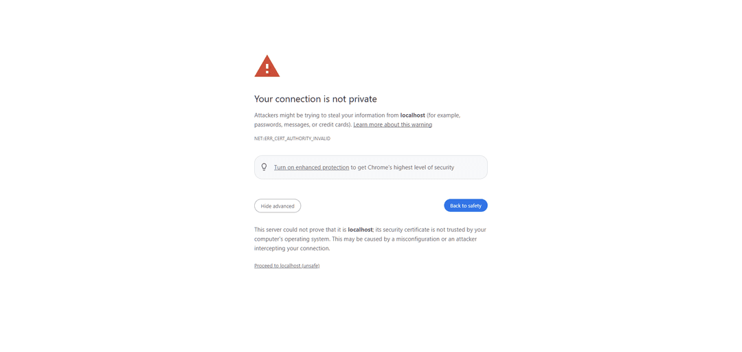 localhost https warning