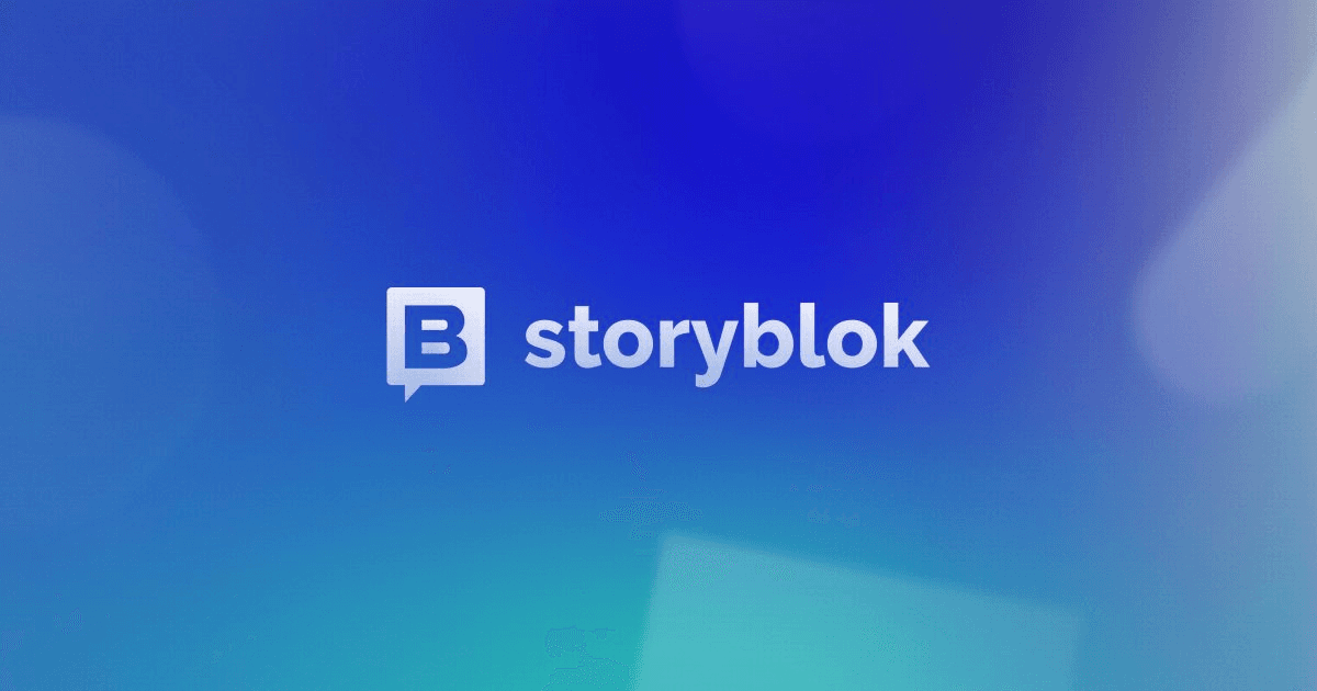 Storyblok logo on blue gradient background