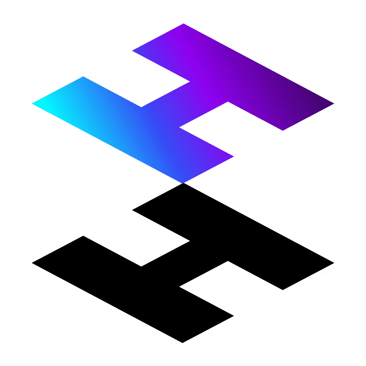 Hyvä theme logo with gradient blue-to-purple geometric H shapes