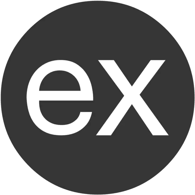 Express.js logo showing lowercase letters ex in white on dark circle