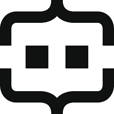 Black and white bot-like icon with rounded square face and two eyes