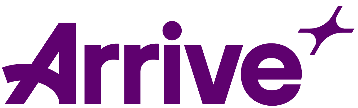 Arrive purple logo with star accent on white background