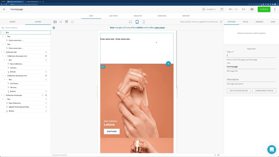 Builder.io interface