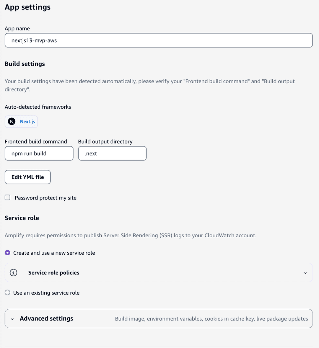Amplify wizard - step 2