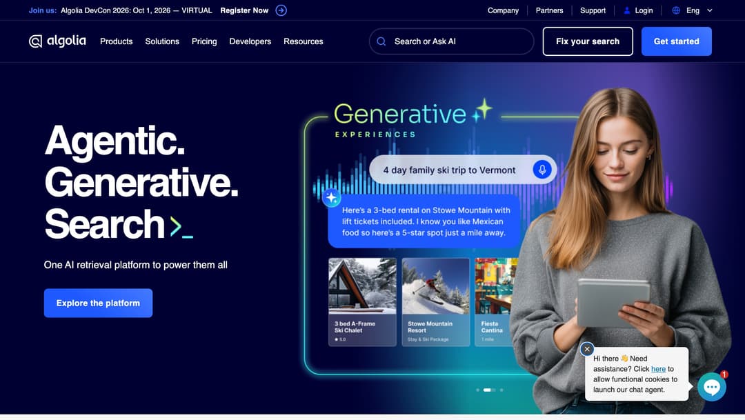 Algolia main page