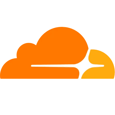 Cloudflare logo with orange cloud icon on white background