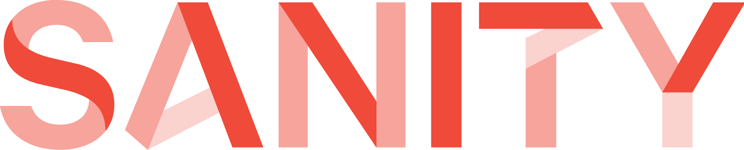 Sanity logo in red and coral gradient text