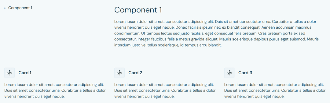 Variant 1. Heading + paragraph above a row of three icon cards