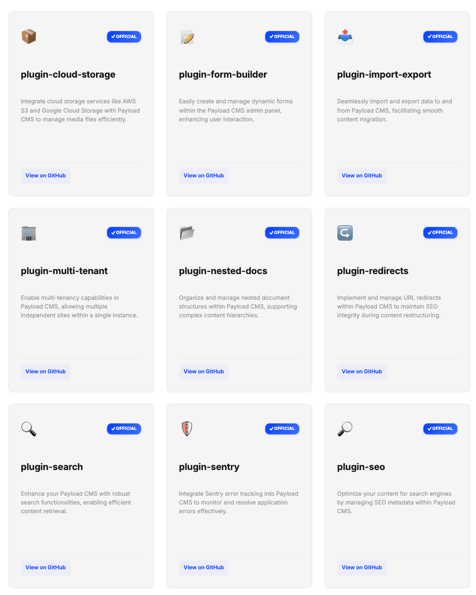 Payload official plugins