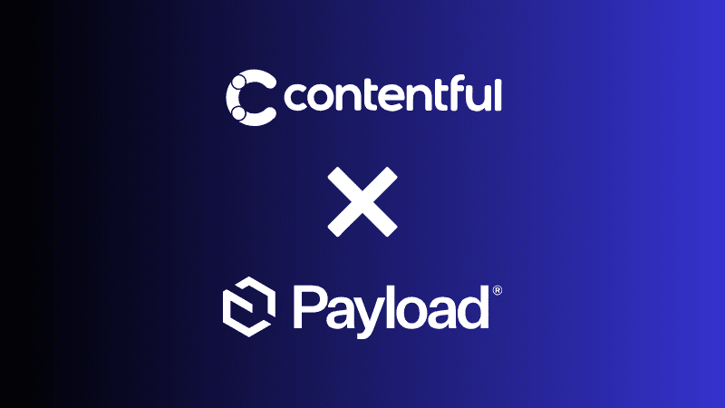Contentful vs Payload logos on dark blue gradient background