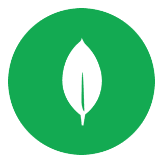 MongoDB logo, green circle with white leaf icon