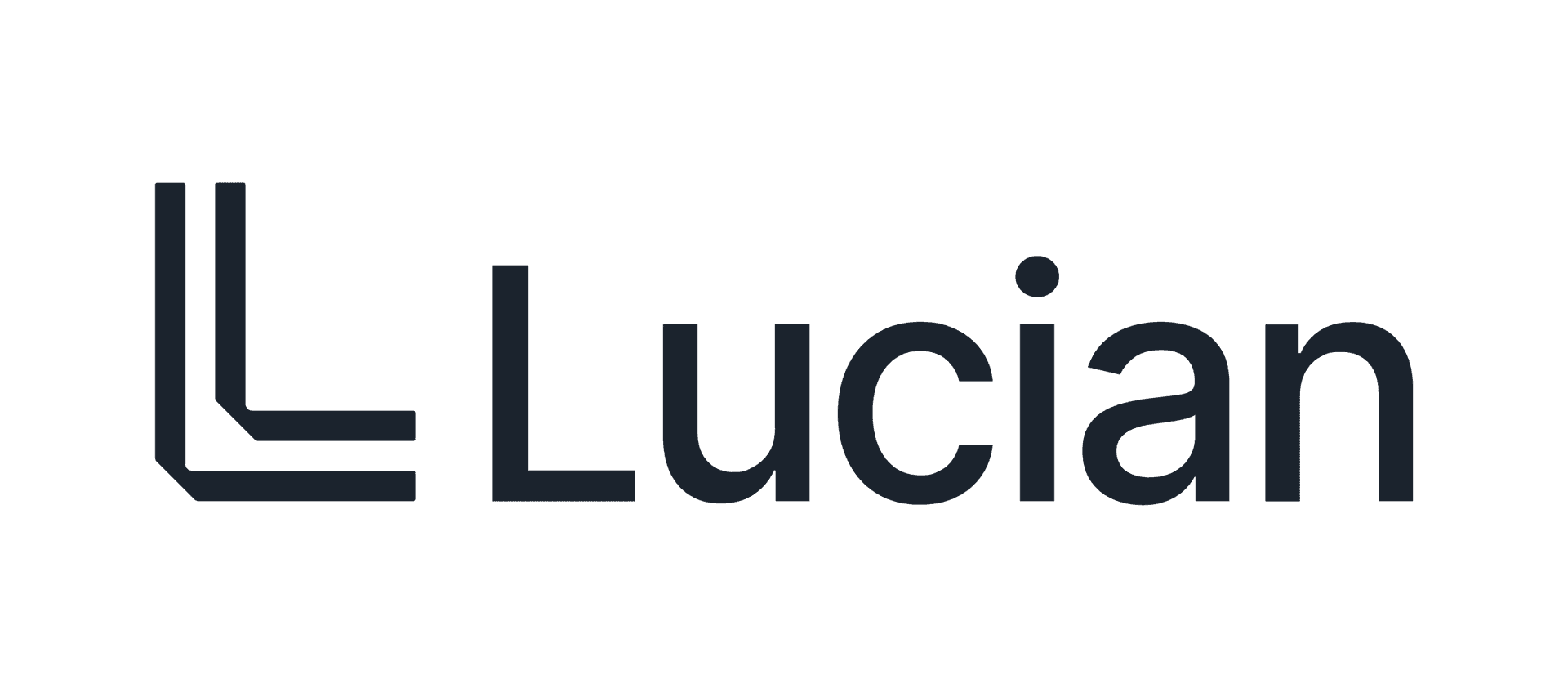 Lucian logo with double L lettermark in dark navy