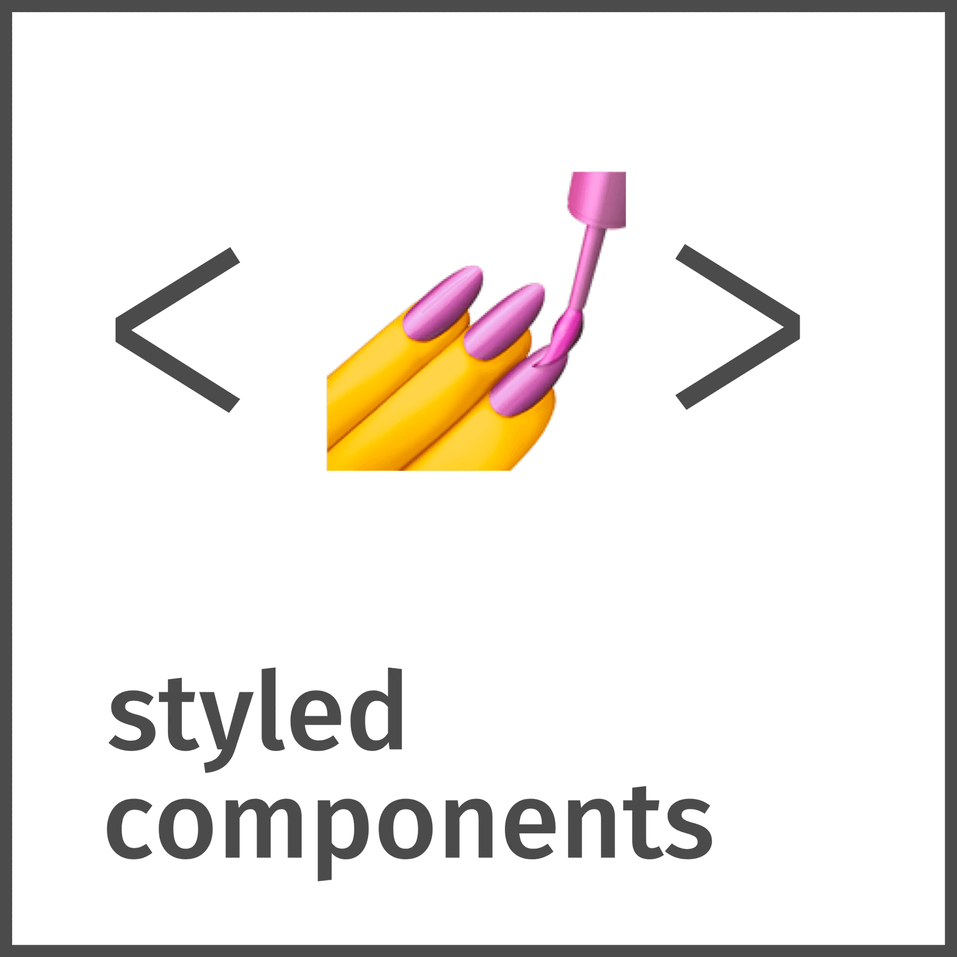 Styled-components logo with nail polish emoji and angle brackets