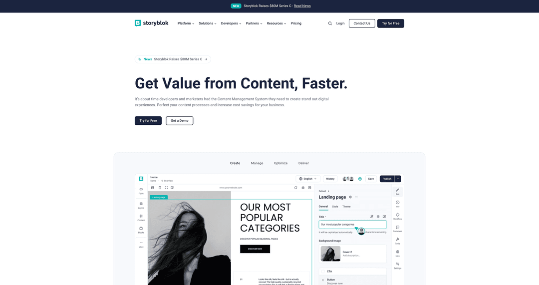 Storyblok interface