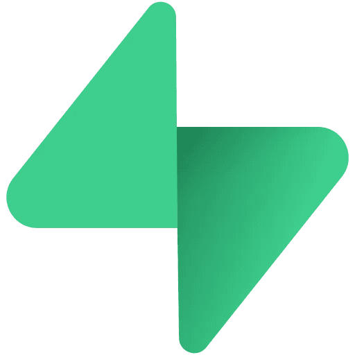 Green abstract lightning bolt logo formed by two overlapping triangular shapes on a transparent background