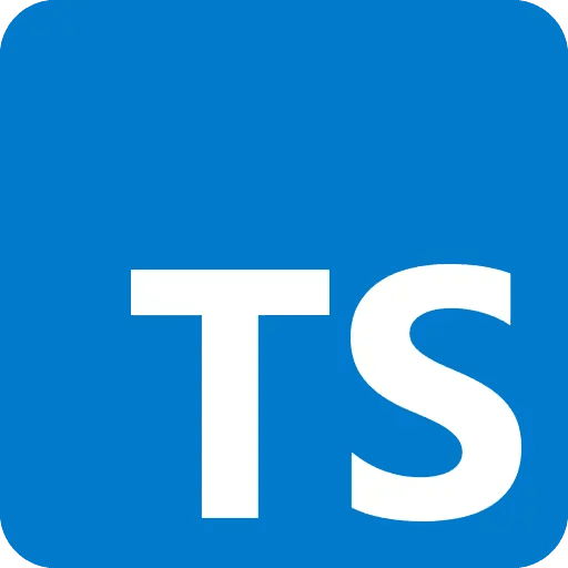 TypeScript logo with white TS letters on blue rounded square