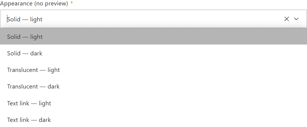 Button variants select before