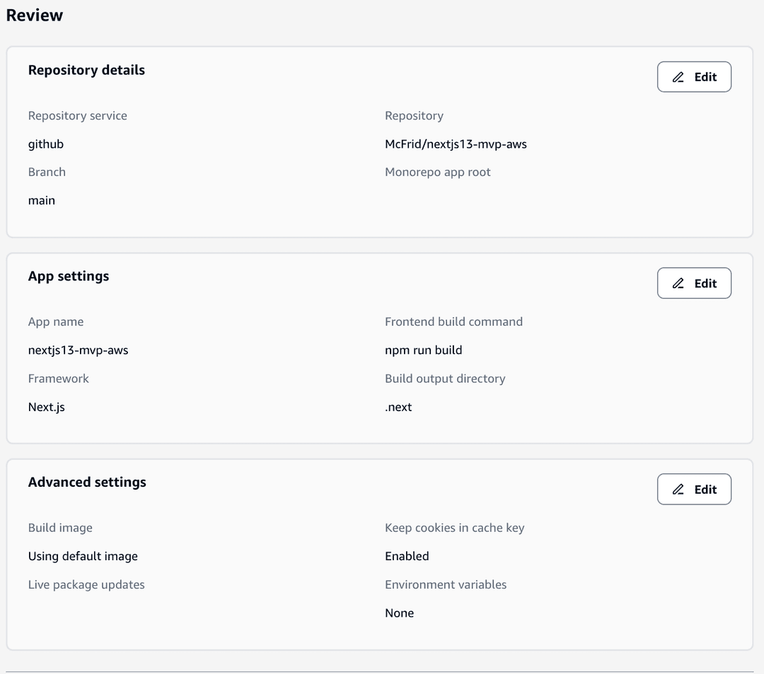 Amplify wizard - step 3