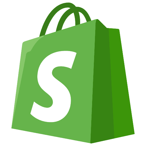Shopify logo, green shopping bag with white S letter