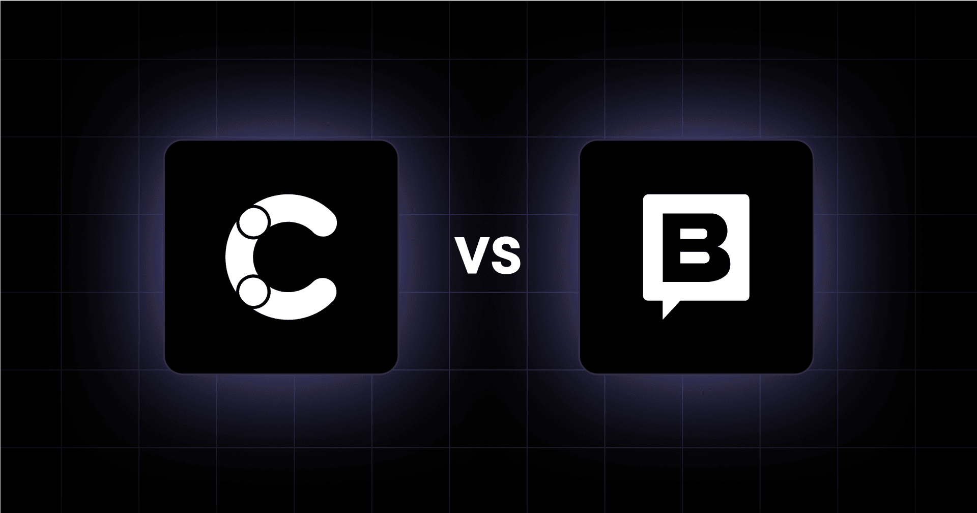 Contentful vs Brevo logos comparison on dark grid background