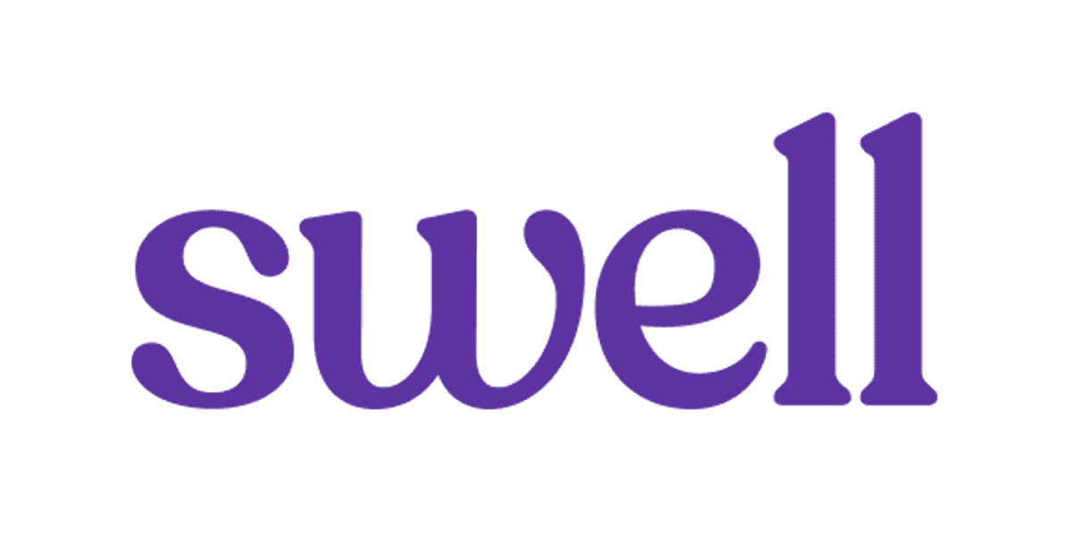 Swell purple wordmark logo on white background