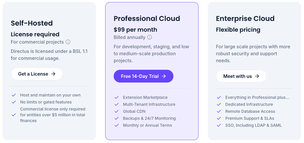 Directus pricing