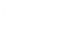 The Mighty Shed logo — white bold text on dark gray background