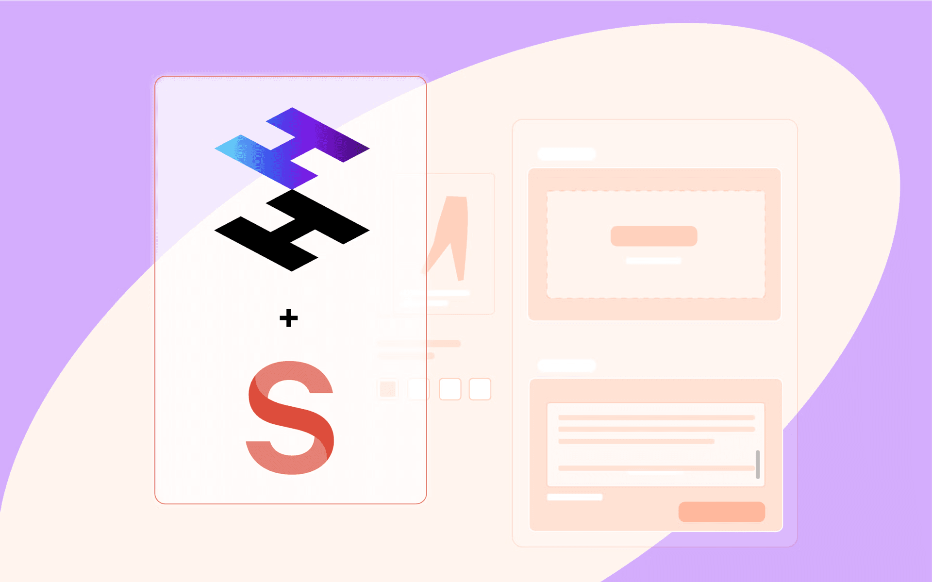 Hynote and Sanity logos with website layout mockups on purple background