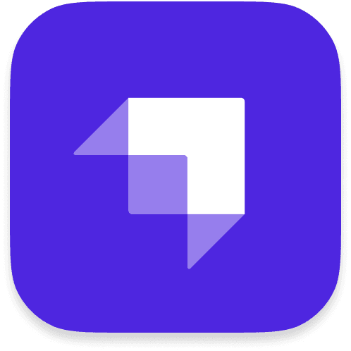 Beehiiv app icon with geometric speech bubble on purple background