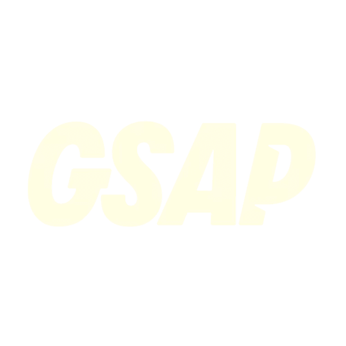 GSAP logo in pale yellow on white background