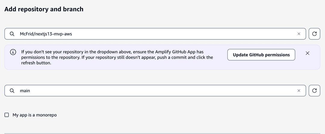 Amplify wizard - step 1