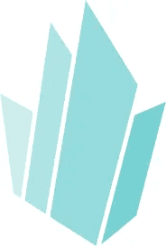 Teal crystal-shaped geometric logo icon