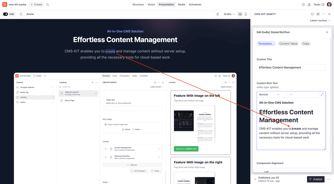 Sanity visual editing overlays