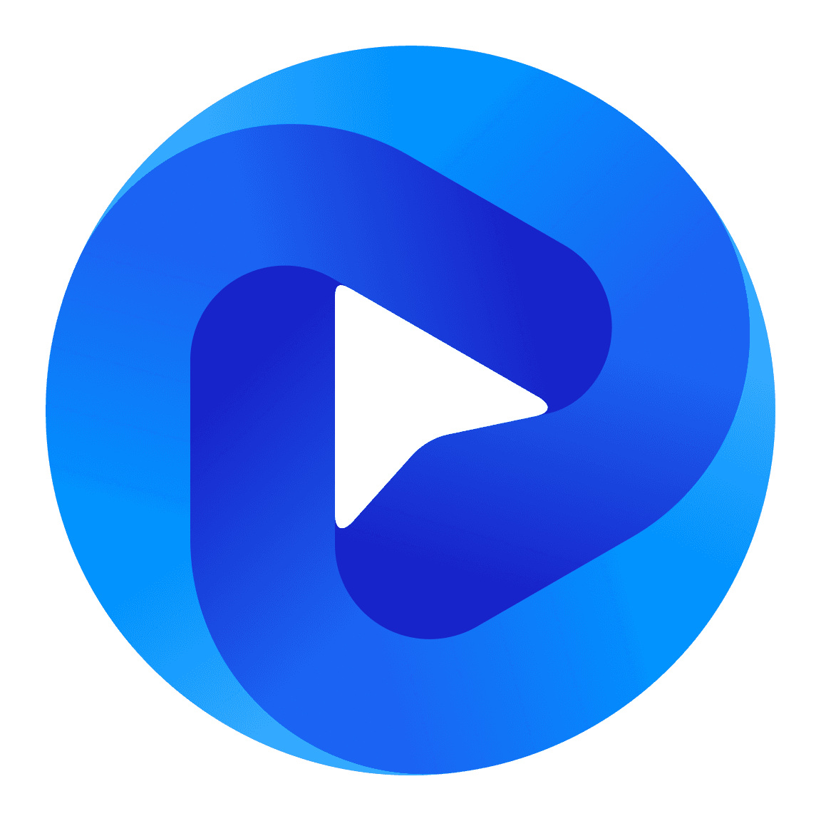 Blue gradient play button icon for video streaming