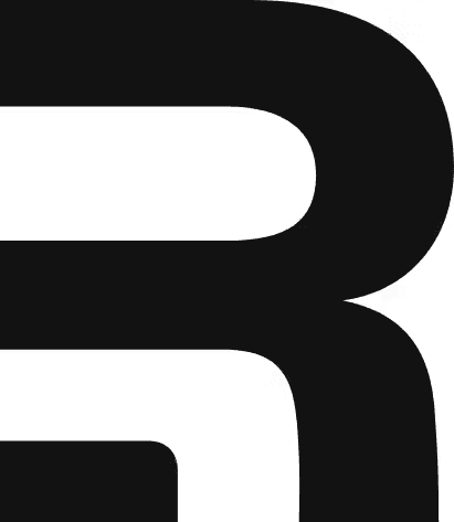 Bold black letter R logo partially cropped