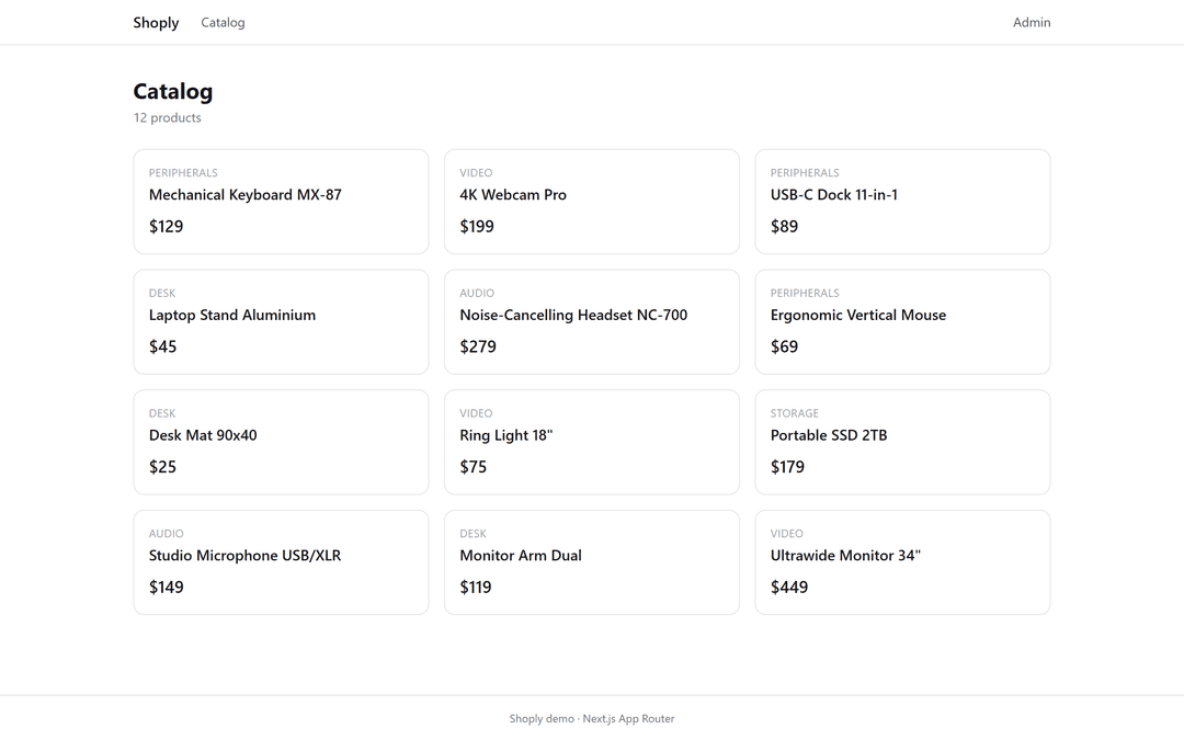 Shoply catalog: the same UI on both stacks