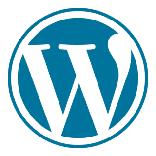 WordPress logo in blue circle
