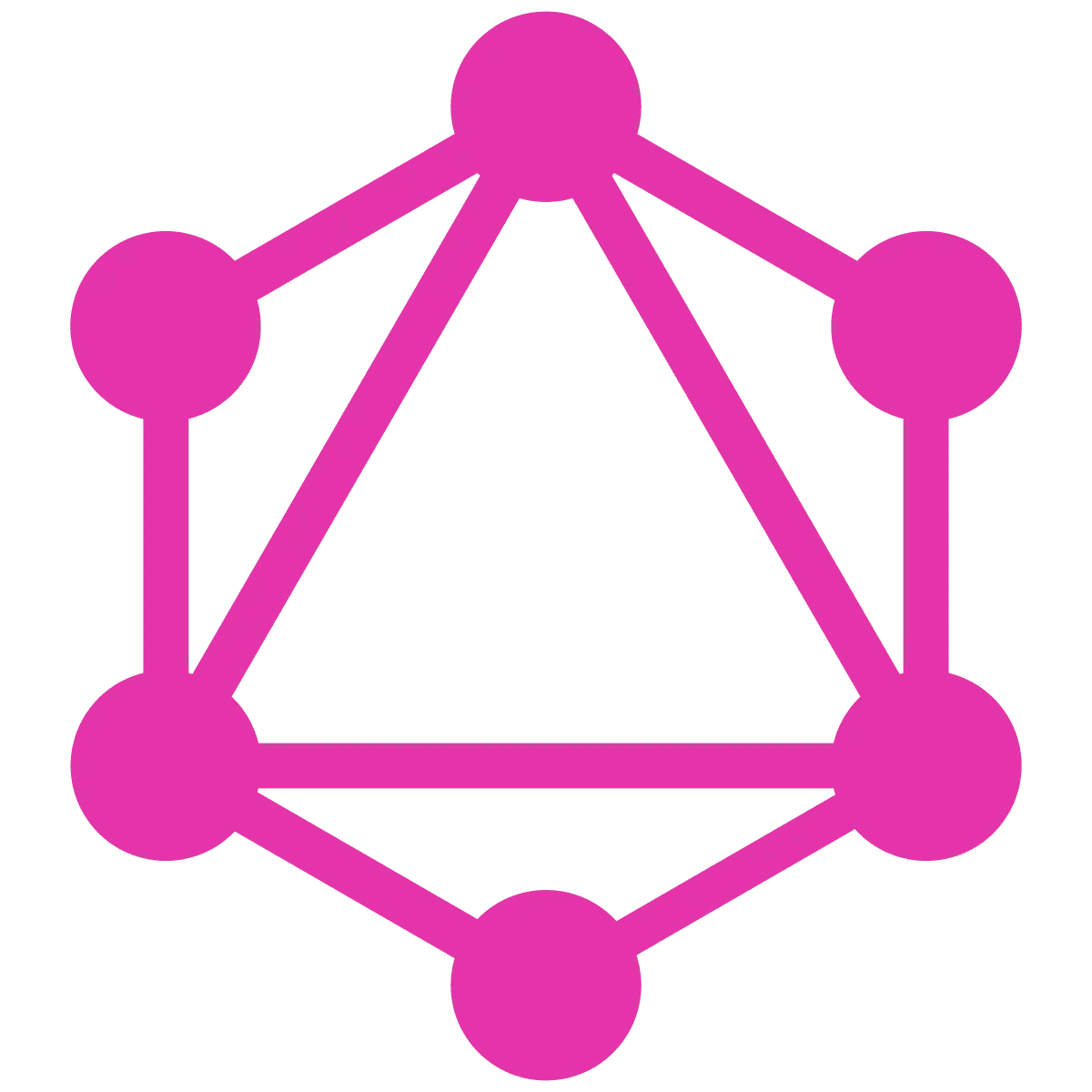 GraphQL logo with pink hexagonal graph nodes and connections